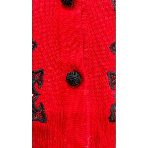 Womens Y2k Large Wool Sweater Vest Aztec Red Preppy Academia Grandmacore Retro - Picture 6 of 8